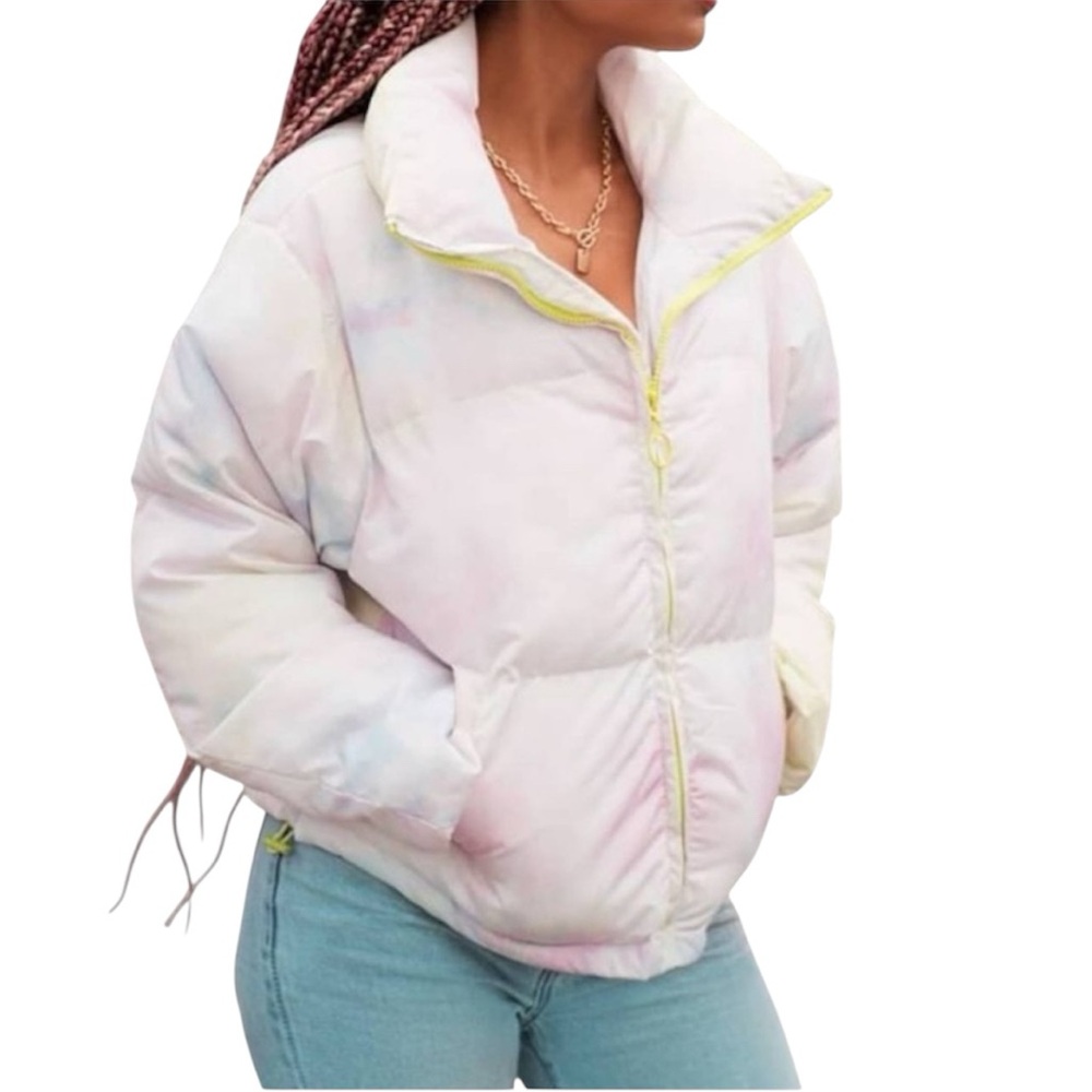 Love Chemiztry Pastel Tie Dye Winter Puffer Jacket Coat Womens Full Zip Size S